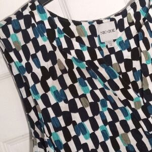 NIC+ZOE Women's Abstract Top - Black, Blue, White, Gray